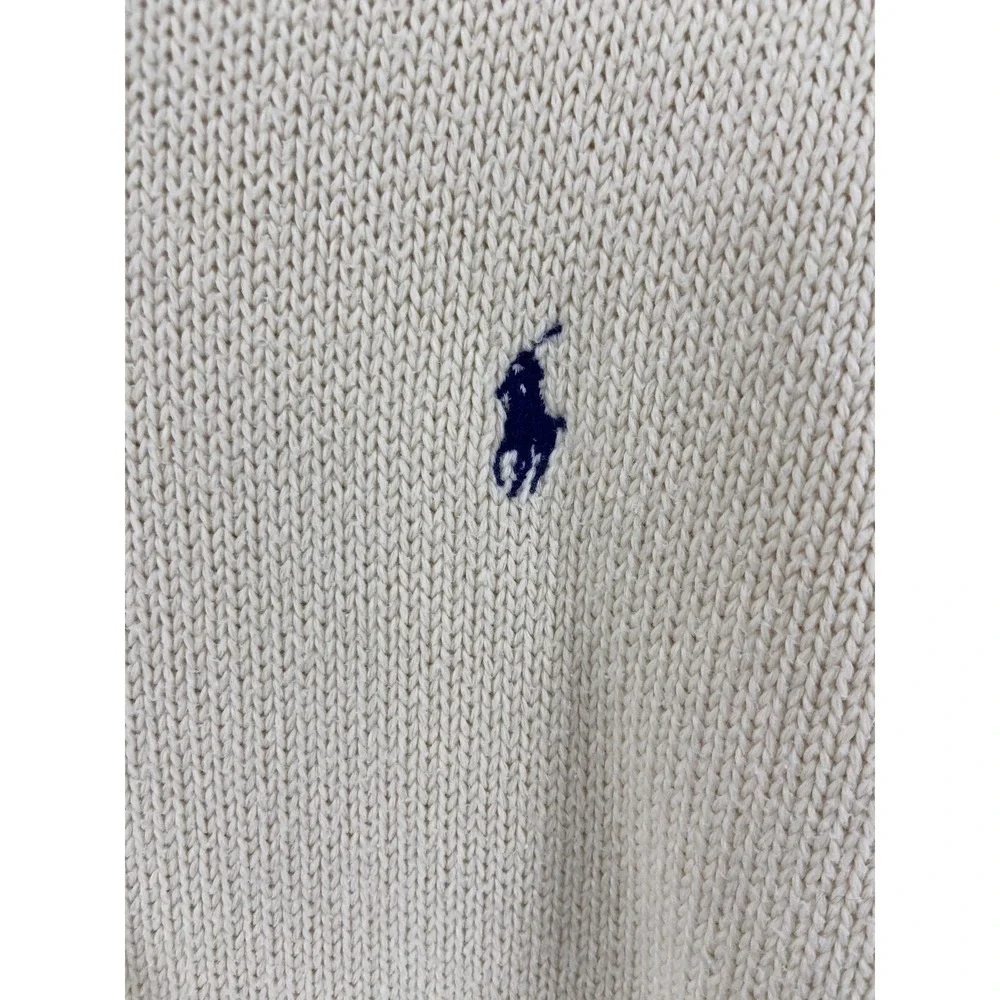 Polo Ralph‎ Lauren Sweater Mens 2XL Cream Cotton Crewneck Pullover Classic Logo